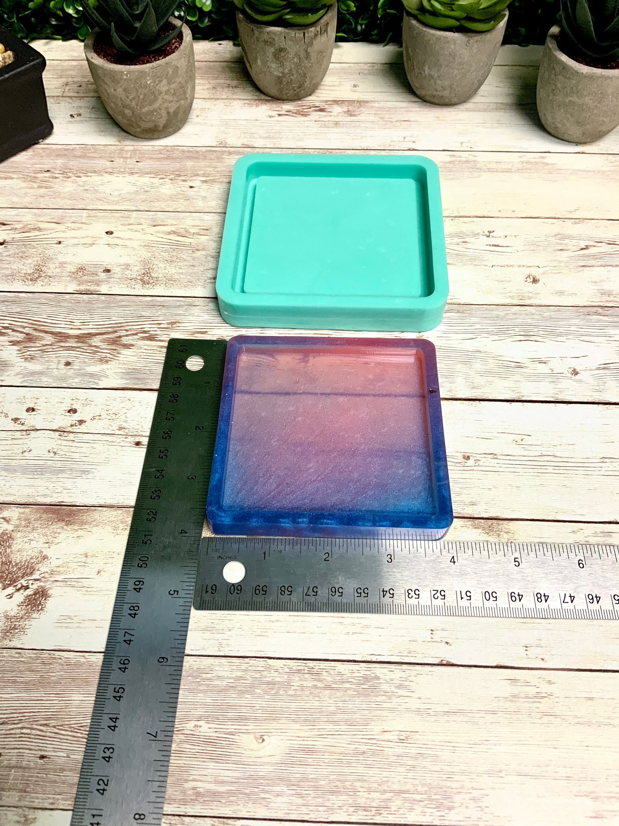 Square Coaster Mold with Rim