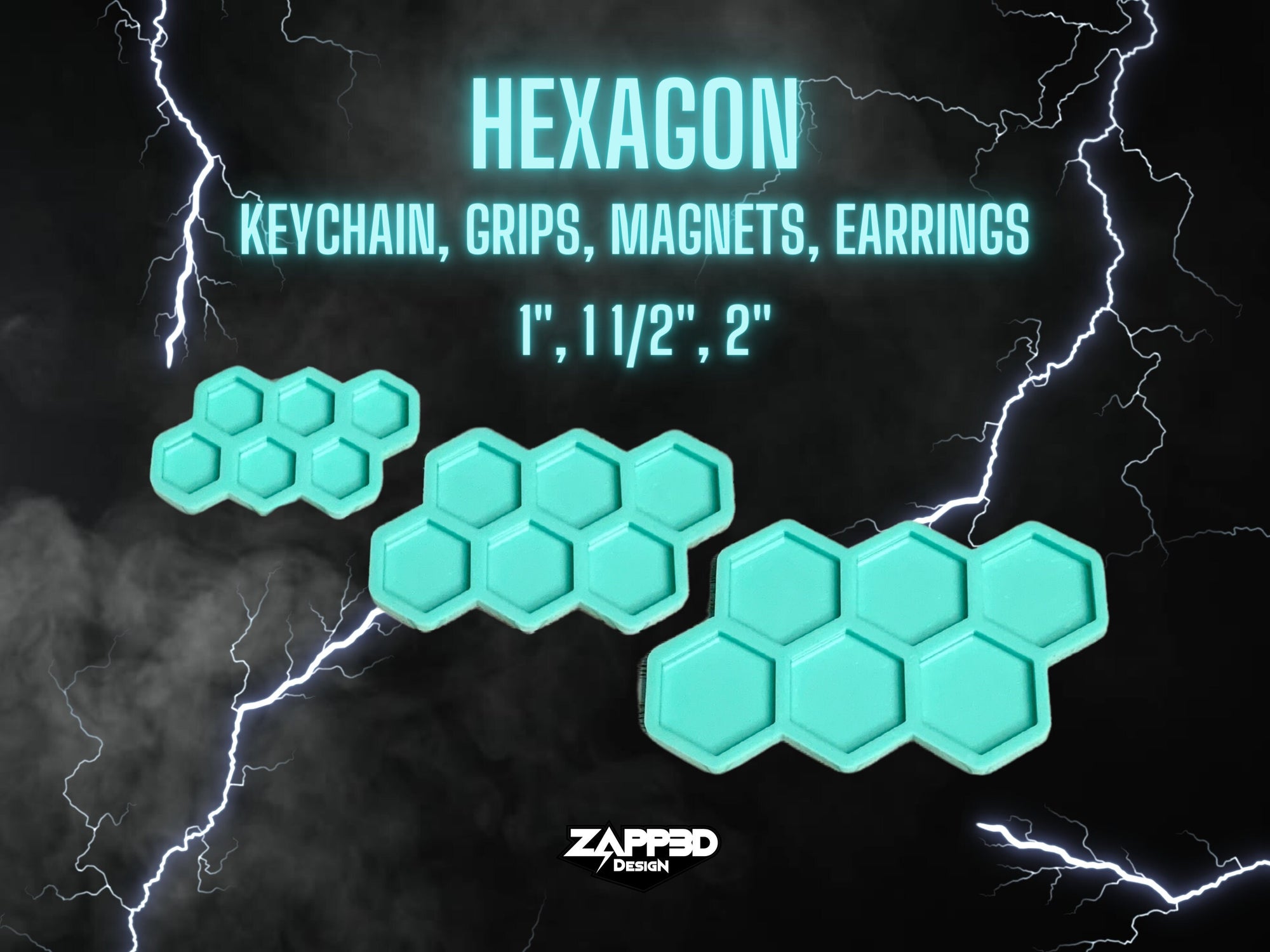 Hexagon Mold | 3 SIZES | Hexagon Earring Mold, Hexagon Keychain Mold, Grip Mold, Magnet Mold