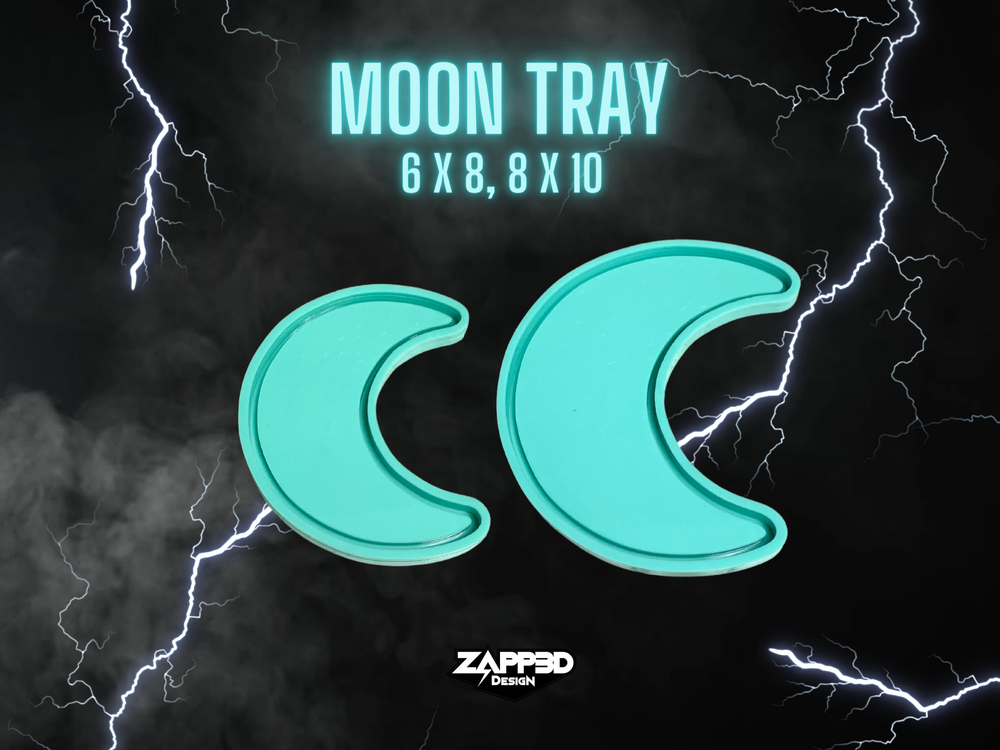 Moon Tray Silicone Mold | Sizes - 6"x8", 8"x10" | Moon Mold, Tray Mold, Crescent Moon Mold, Halloween Mold, Spooky Mold