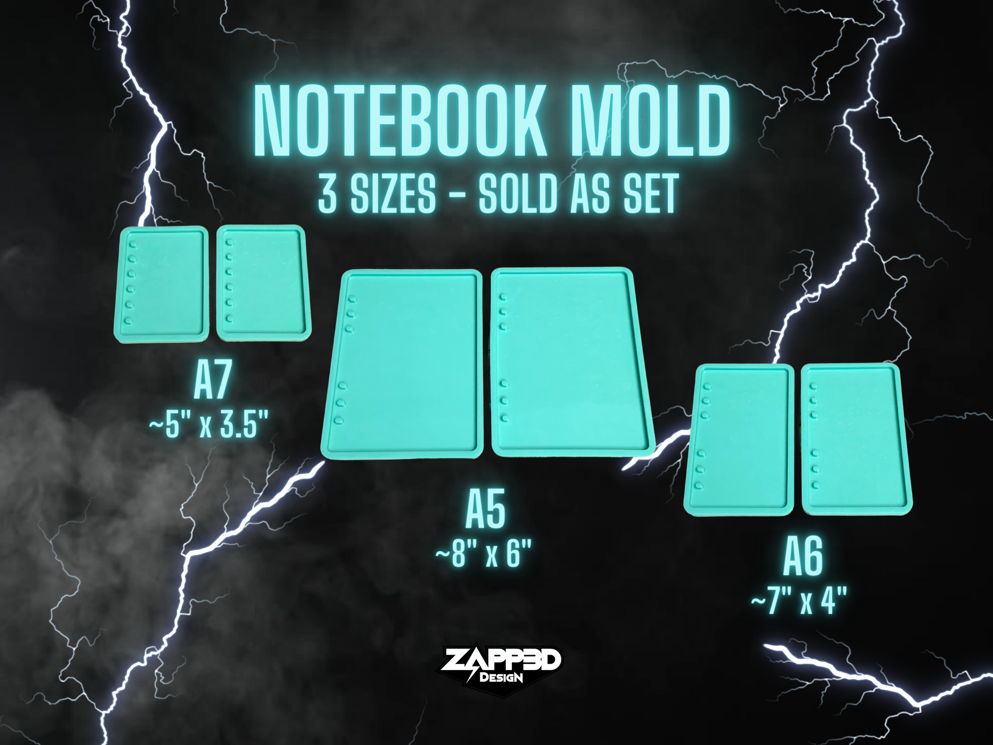 Notebook Mold | 3 Sizes, A5, A6, A7 | Notebook Resin Mold, Resin Notebook Mold, Resin Binder Molds, Journal Mold