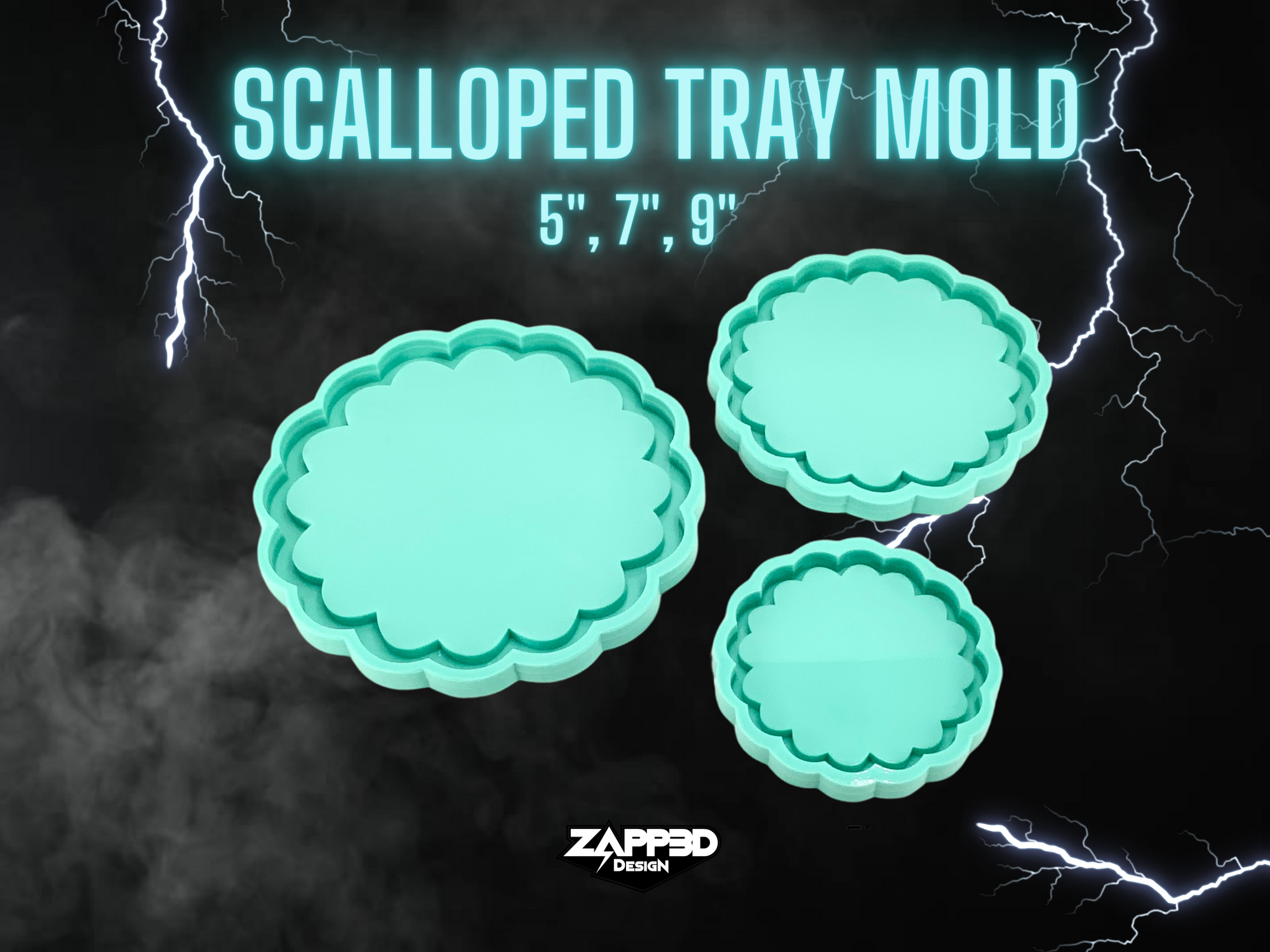 Scalloped Tray Mold | Sizes - 5", 7", 9" | Round Tray Mold | Scalloped Mold, Round Mold, Tray Mold, Flower Mold